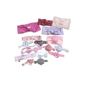 💥3/$20 Baby Girl Headbands & Bows Bundle Pink Blush Floral Lot, 16 pcs Newborn